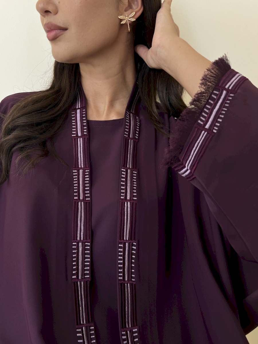 Purple geometric crepe set