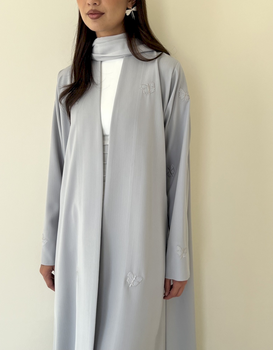 Silver butterfly crepe cloak