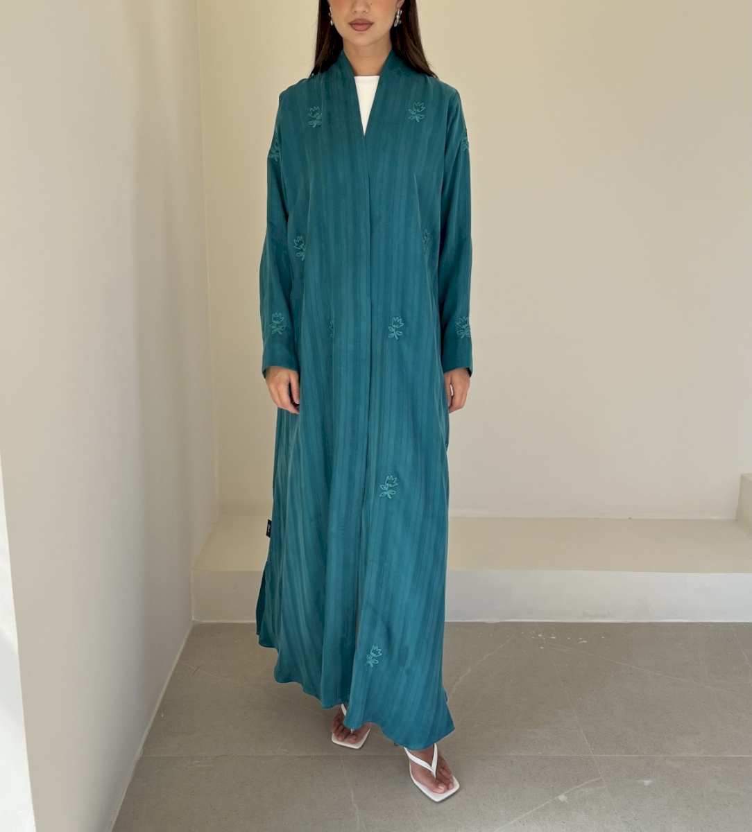 Teal blue fleur cloak