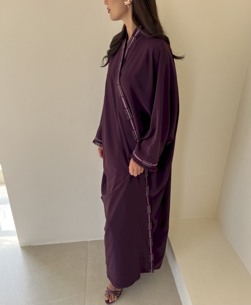 Purple geometric crepe set