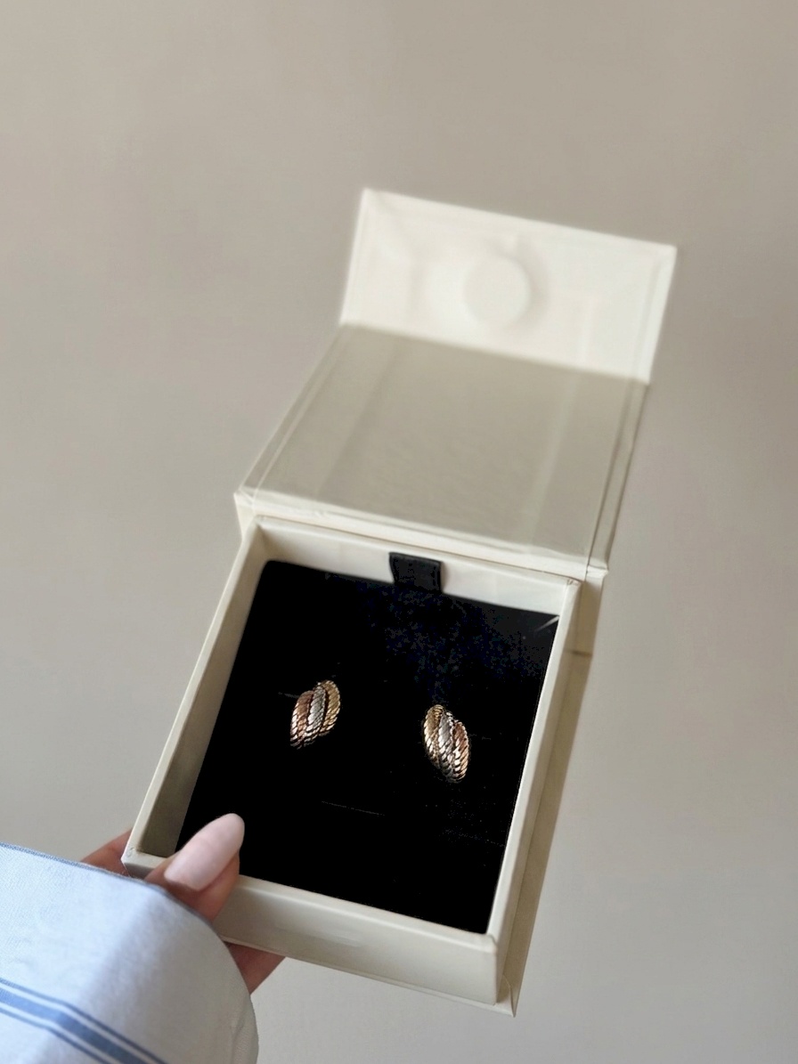 18K Rose, Yellow, & White Gold Modern Earrings