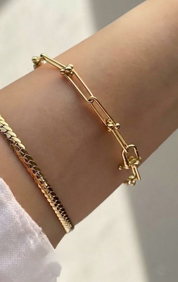 18K YELLOW GOLD MODERN PAPERCLIP BRACELET