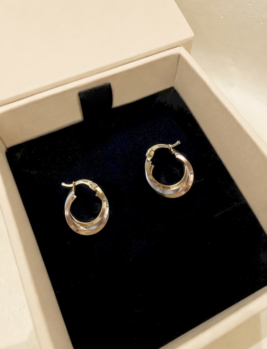 18K YELLOW, WHITE, ROSE GOLD EARRINGS