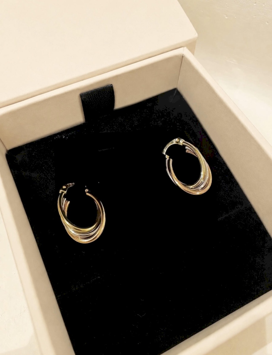 18K YELLOW, WHITE, ROSE GOLD HOOPS EARRINGS