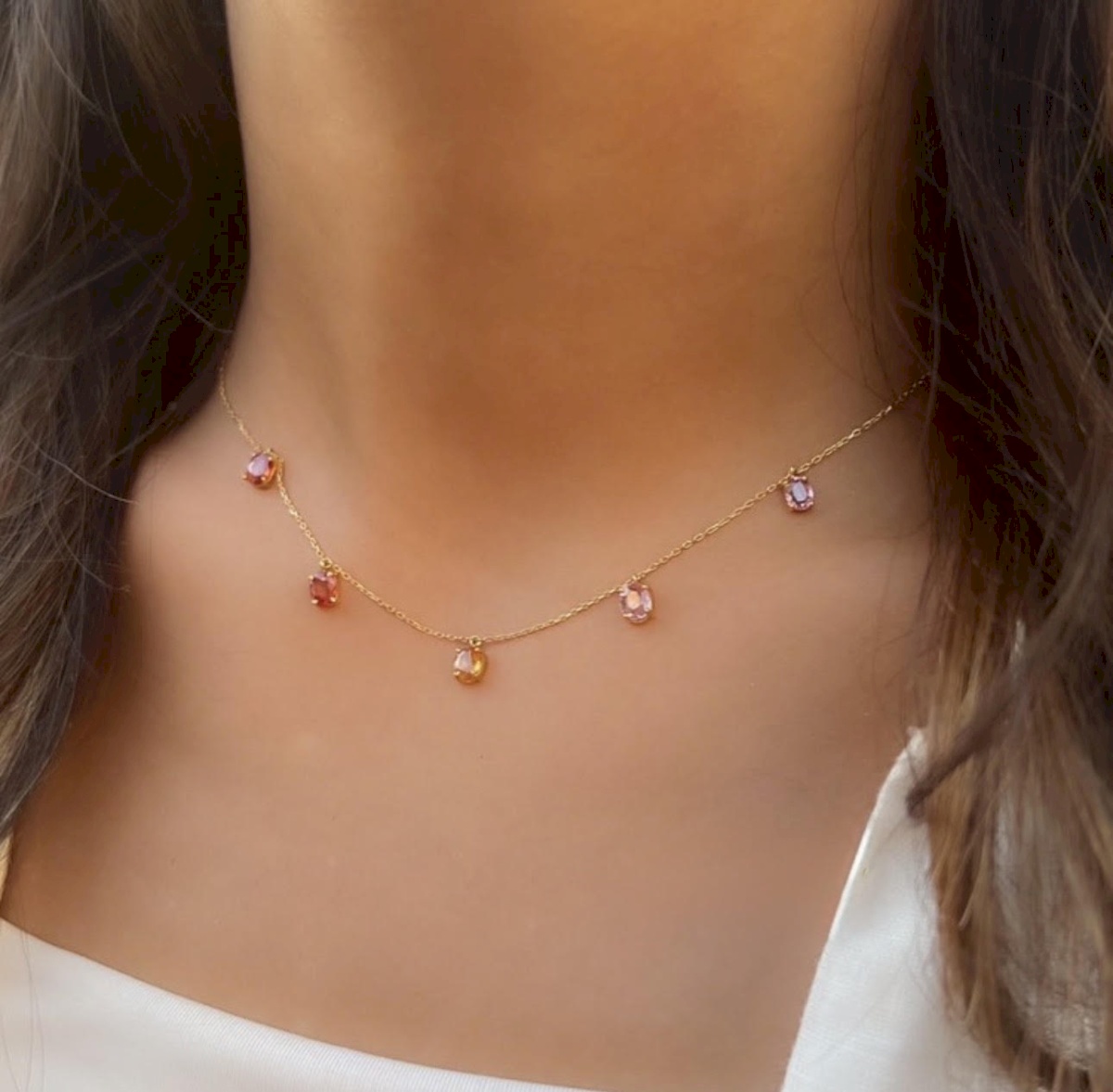 18K YELLOW GOLD NATURAL SAPPHIRE NECKLACE
