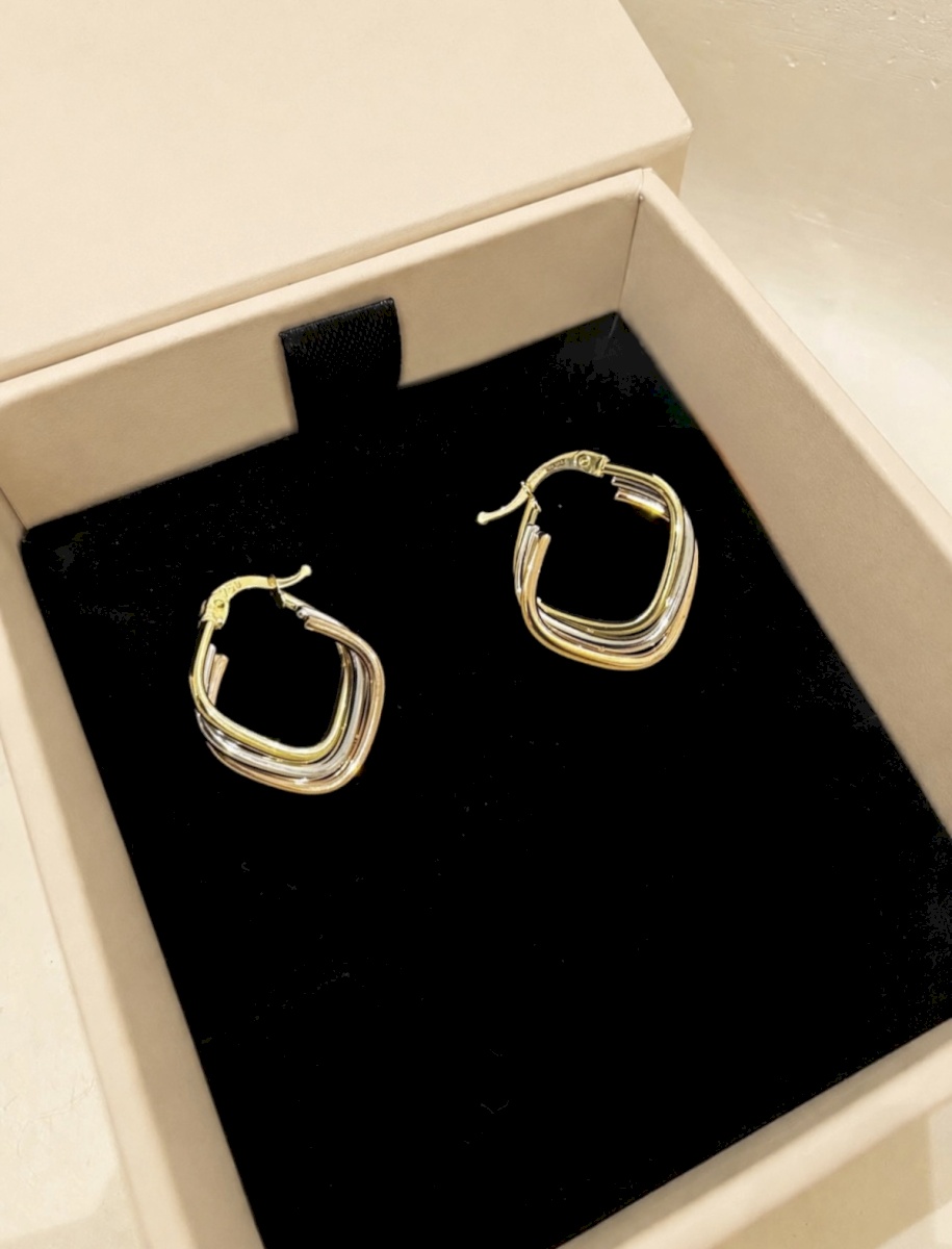 18K YELLOW, WHITE, ROSE GOLD EARRINGS