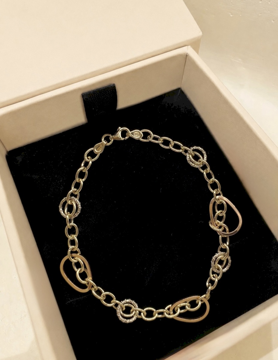 18K YELLOW, BRONZE, WHITE GOLD MODERN BRACELET