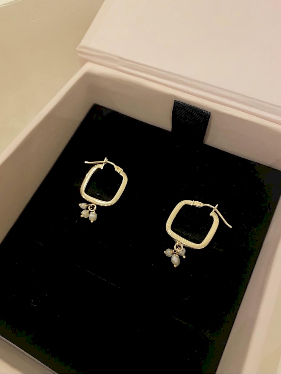 18K YELLOW GOLD NATURAL BAHRAINI PEARLS EARRINGS