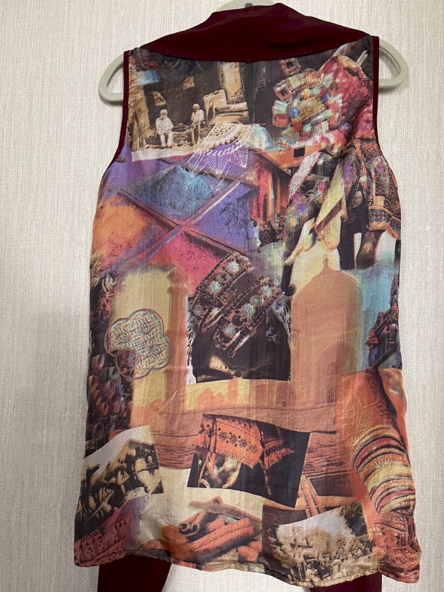 TC Printed Vest Maroon/Black