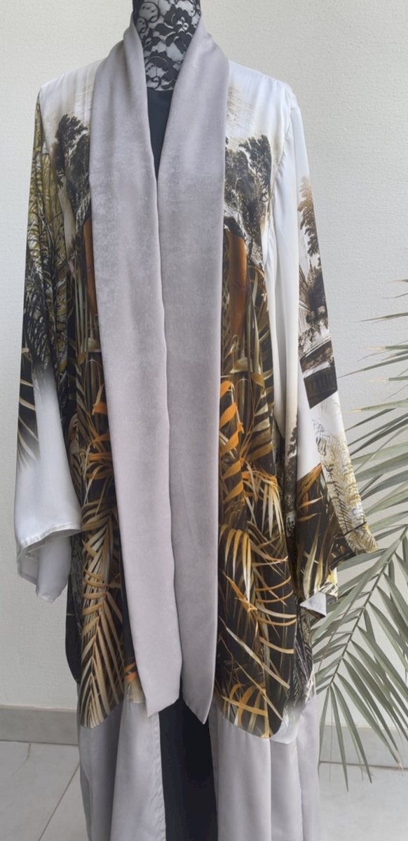 Kimono printed Abaya