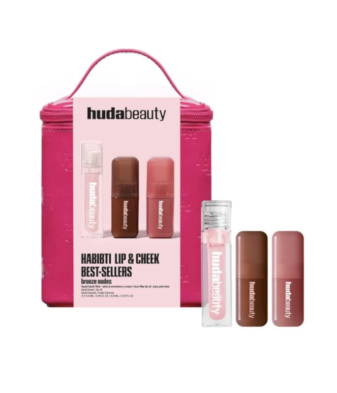 Huda beauty Habibti Lip & Cheek Best-Sellers Bronze Nudes Set