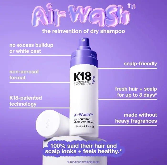 k18 air wash dry shampoo