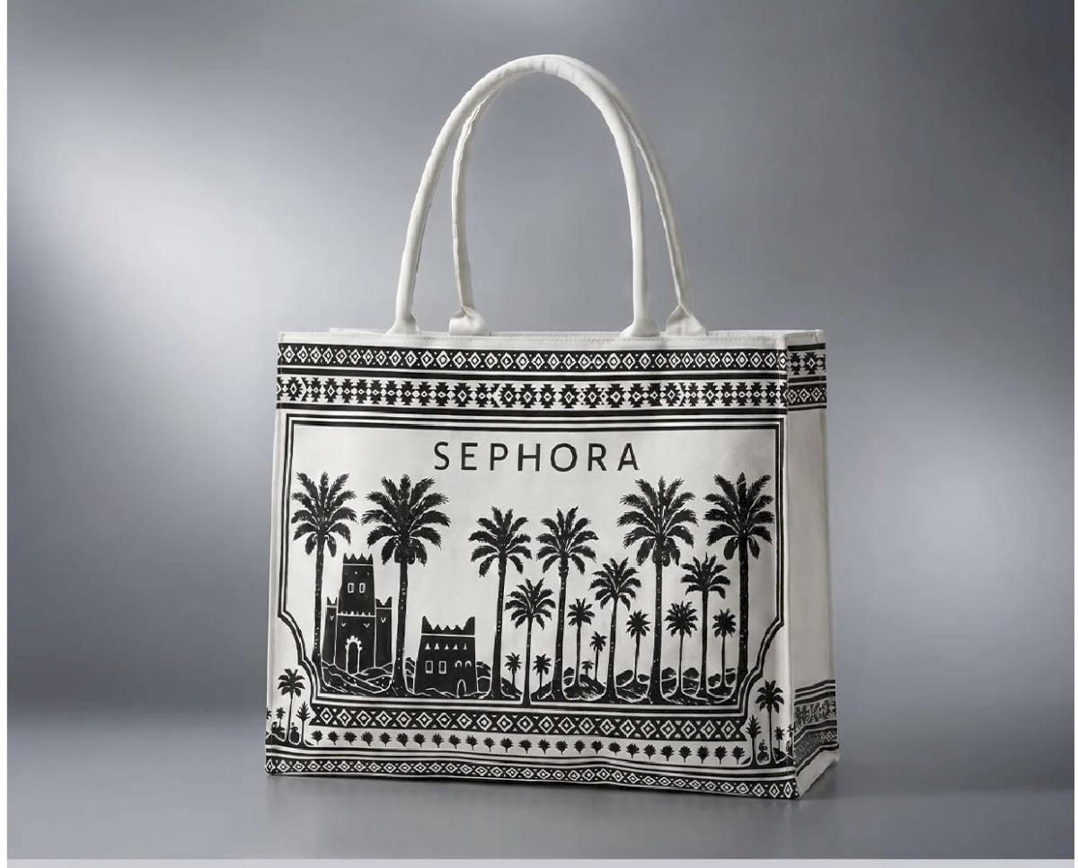 Sephora black & white printed caba tote 816877