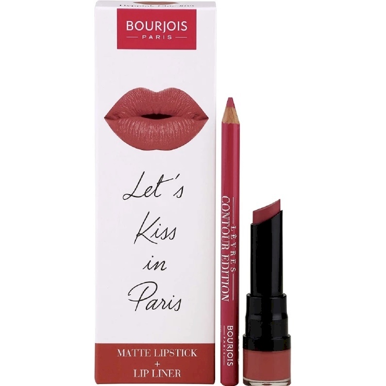Bourjois lets kiss in paris matte lipstick#3+lip liner#3