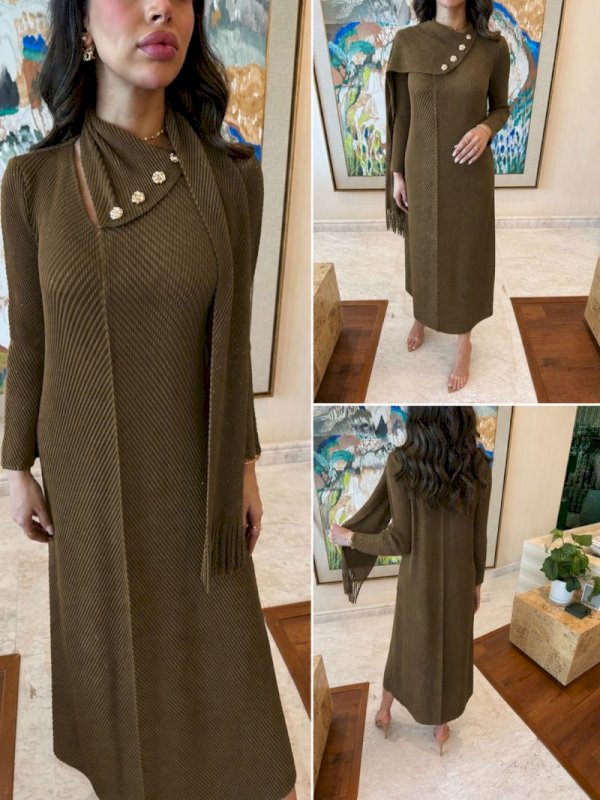Olive green shawl dress 6 012