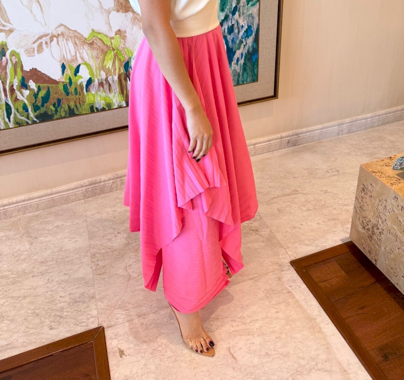 Pink pleated asymmetrical skirt 2 285