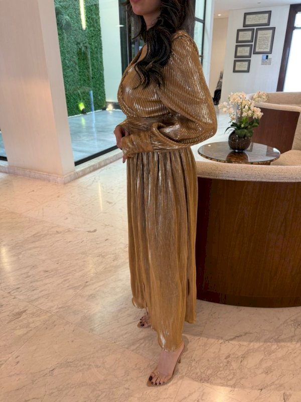 Gold pleats maxi dress 5 131