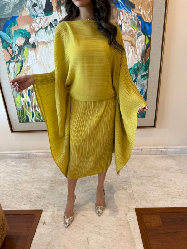 Mustard batwing dress 118