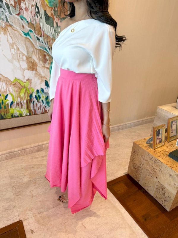 Pink pleated asymmetrical skirt 2 285