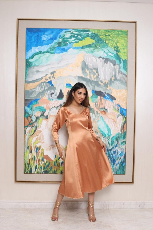 Orange silk dress 4 058