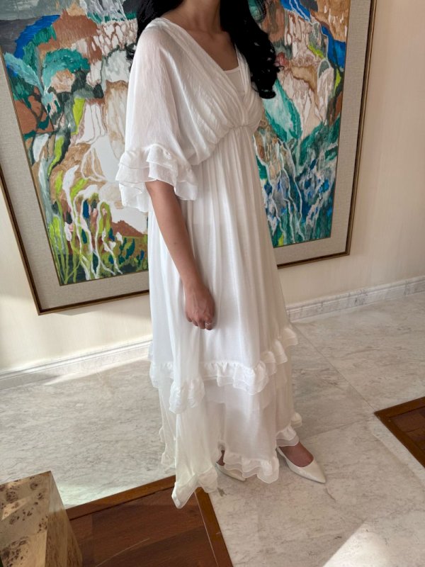 Ruffles beach dress in white 5 106