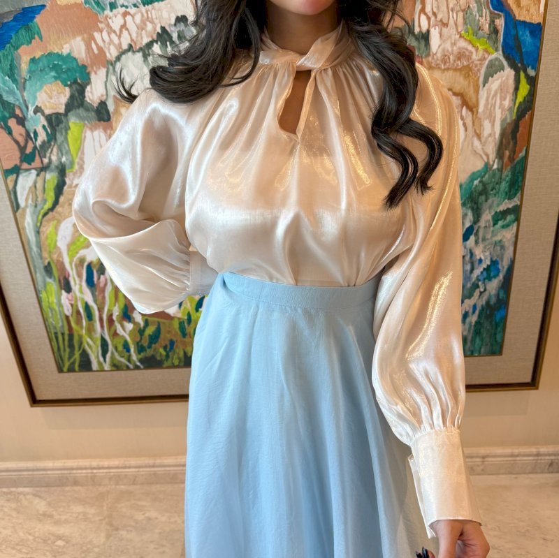 Creamy chiffon knot top 5 135