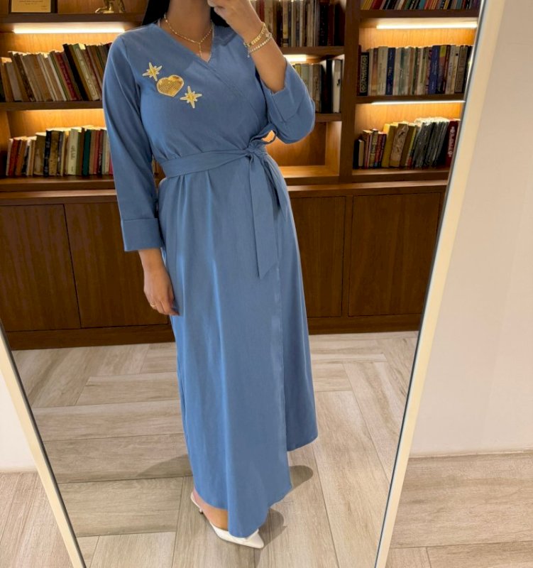 Baby blue denim wrapped dress 5 020