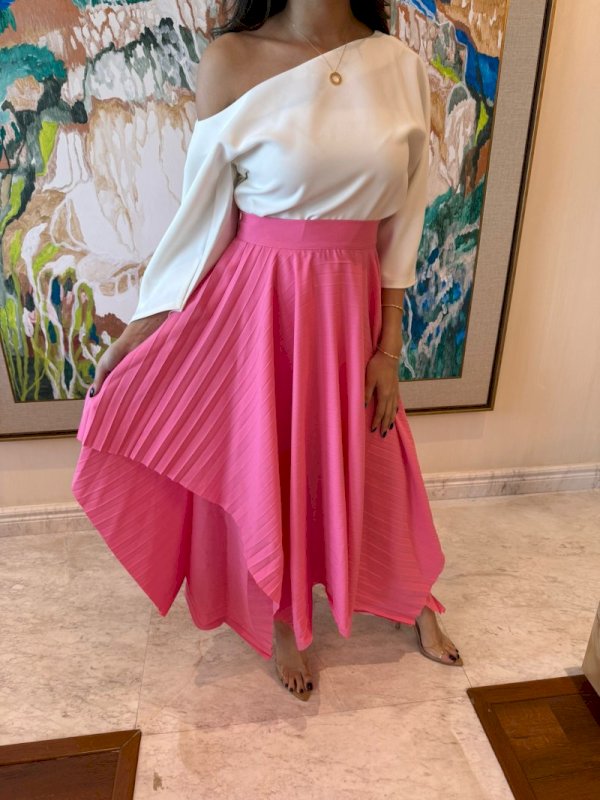 Pink pleated asymmetrical skirt 2 285