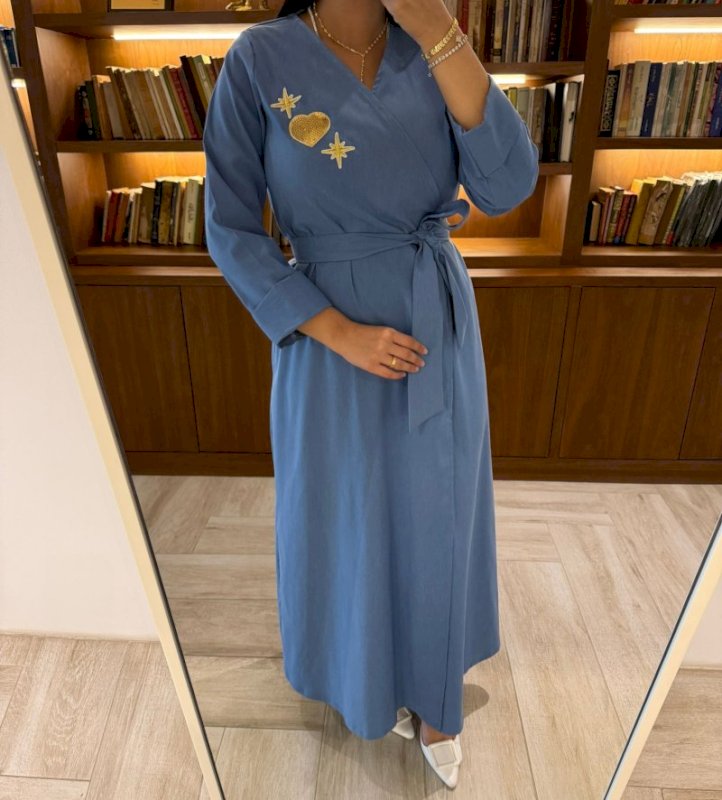 Baby blue denim wrapped dress 5 020