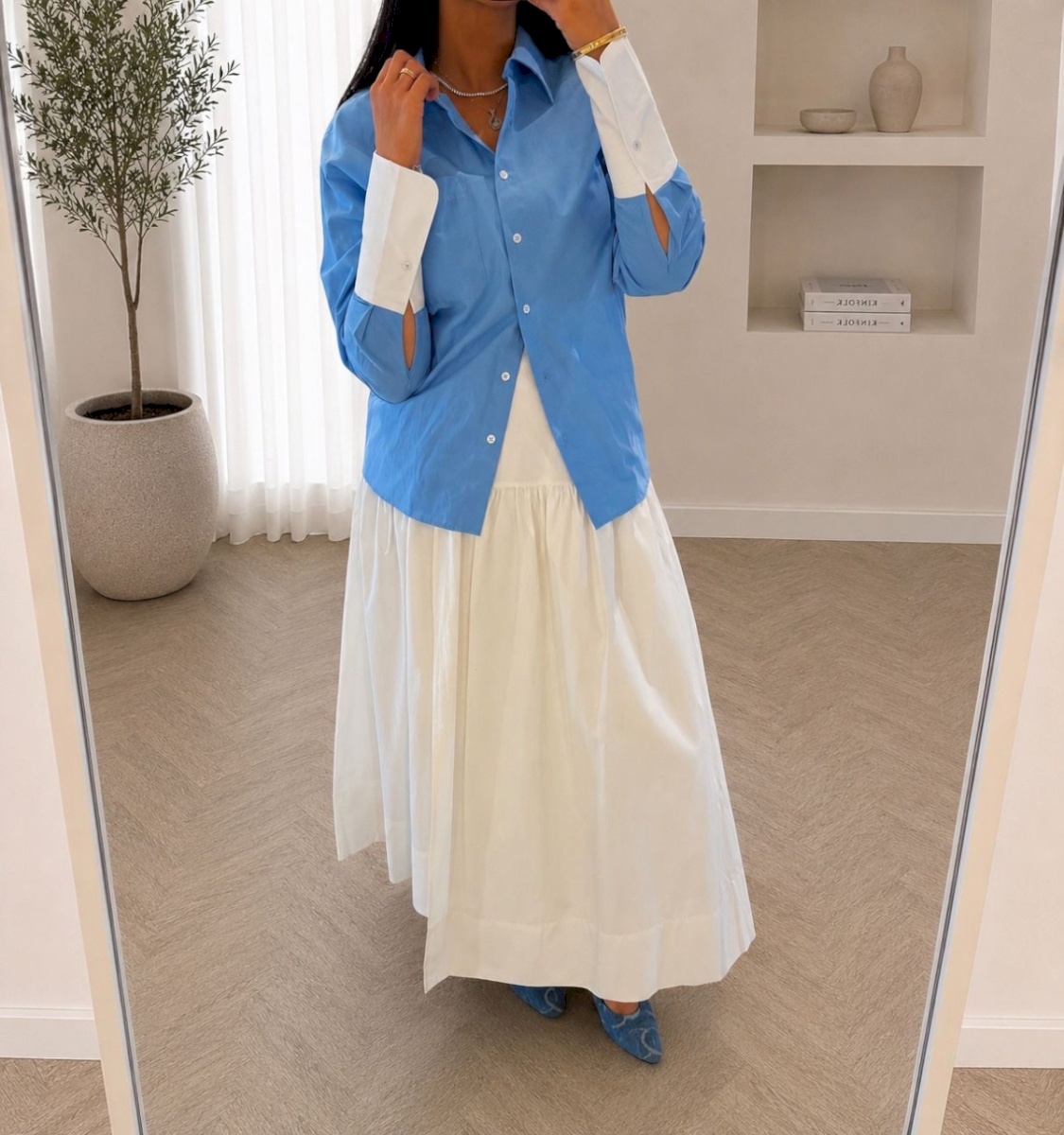 Blue white sleeves shirt 6 022