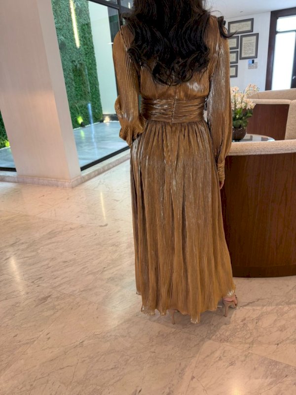 Gold pleats maxi dress 5 131