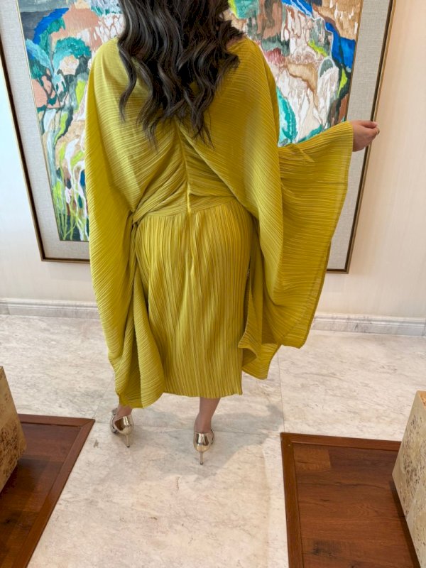 Mustard batwing dress 118