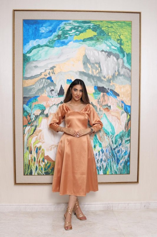 Orange silk dress 4 058