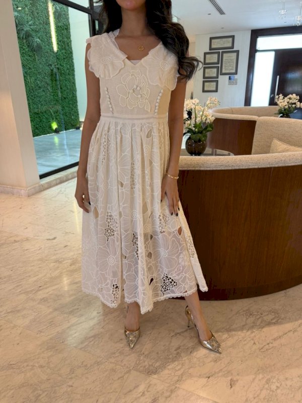 Off white embroidered florals dress 4 117