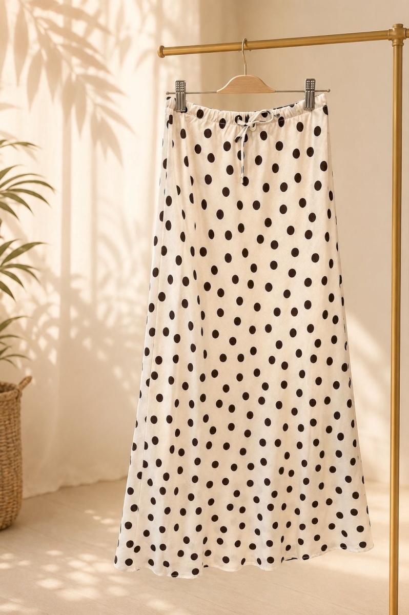 Brown polka linen skirt 6 025