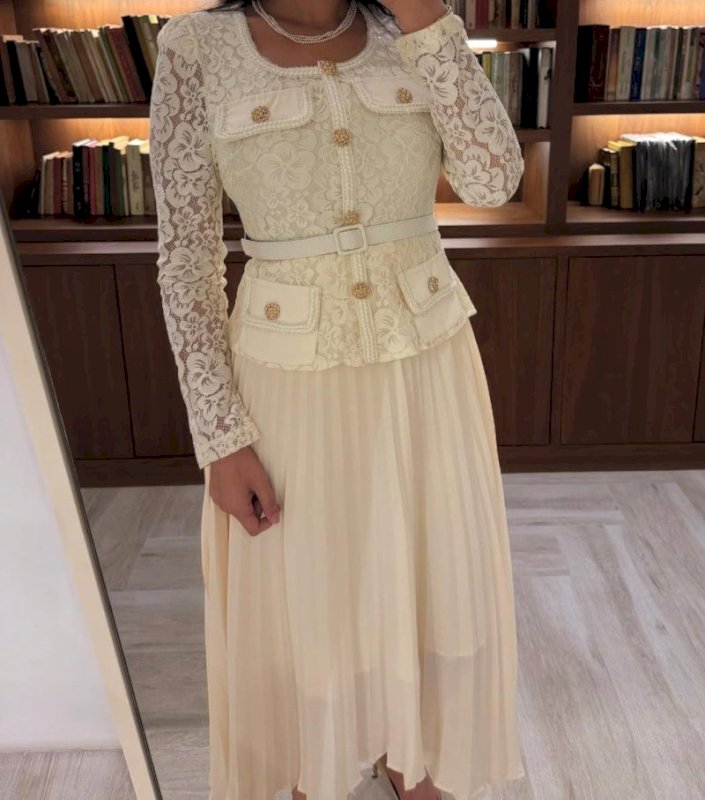 Off white floral dental dress 5 062