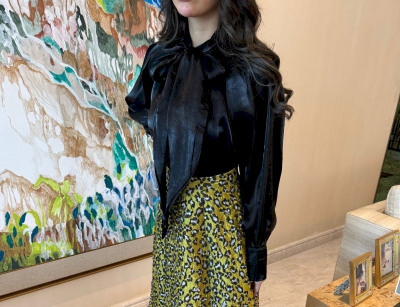 Black chiffon knot top 5 134