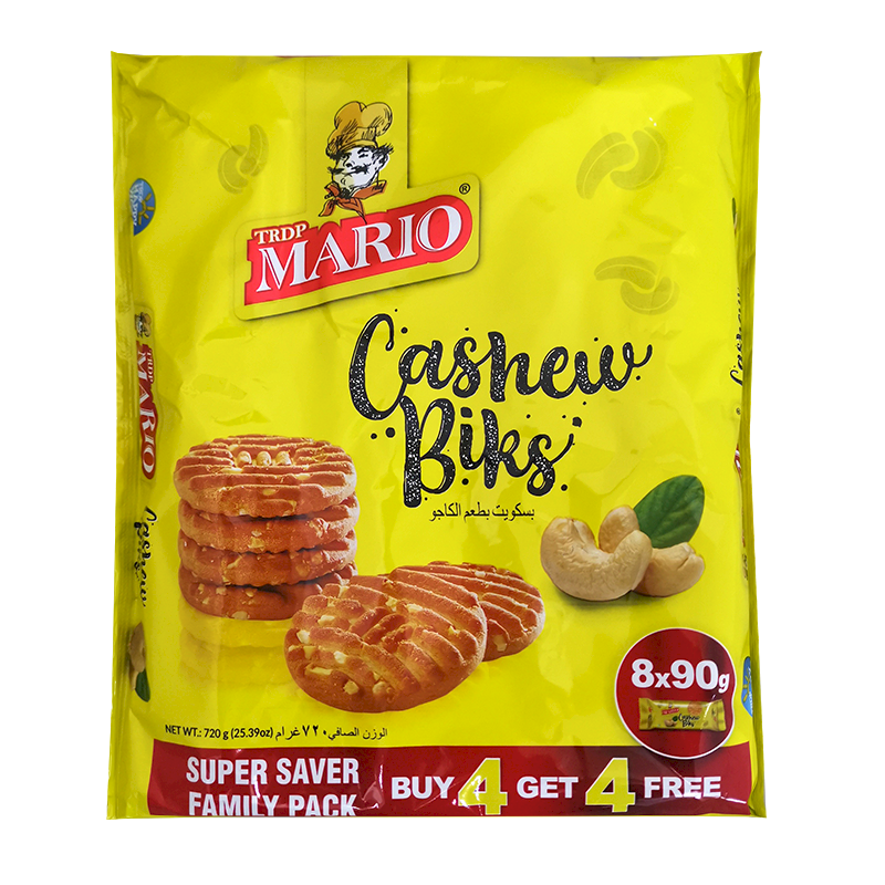 MARIO CASHEW BISCUITS  - ( 8 x 90g )  (BUY 4 GET 4 FREE)