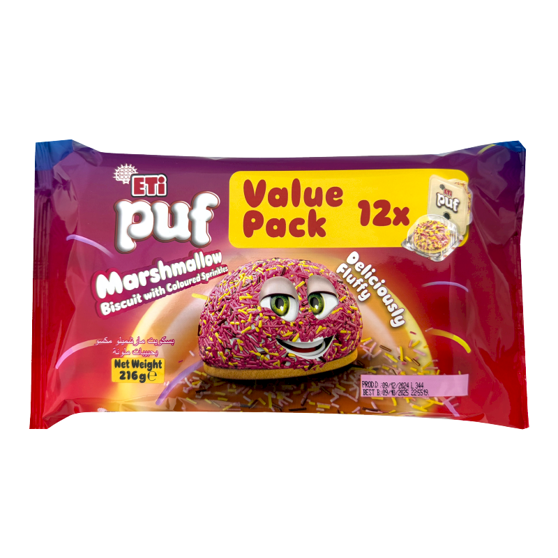 ETI Puf Coloured Vermicelli Biscuit - VALUE PACK (12 PCS)