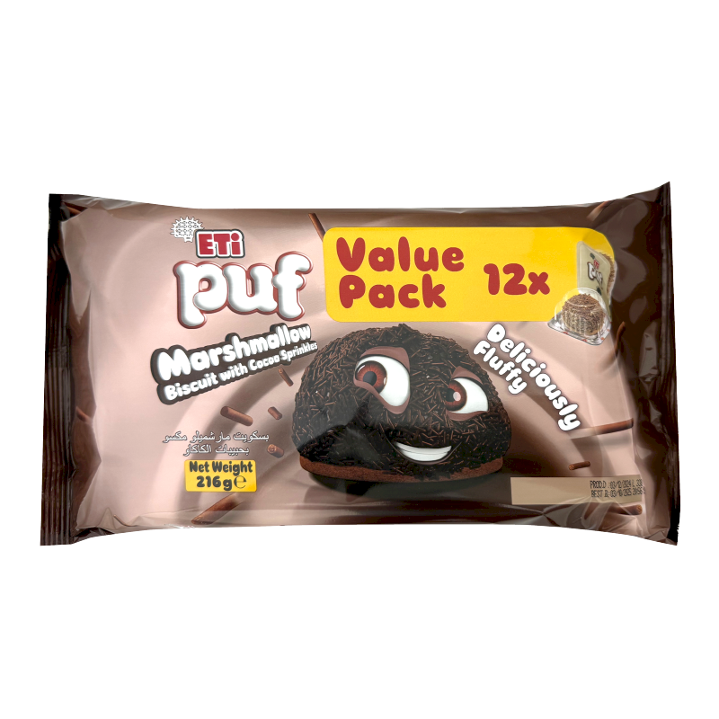 ETI Puf Cocoa Vermicelli Biscuit - VALUE PACK (12 PCS)