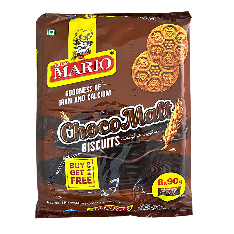 MARIO CHOCOMALT  BISCUITS - ( 8 x 90g ) (BUY 4 GET 4 FREE)