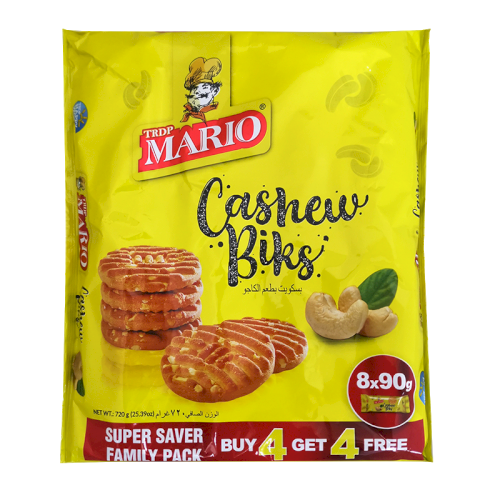MARIO CASHEW BISCUITS  - ( 8 x 90g )  (BUY 4 GET 4 FREE)