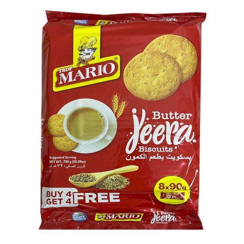 MARIO BUTTER JEERA BISCUITS - ( 8 x 90g ) (BUY 4 GET 4 FREE)