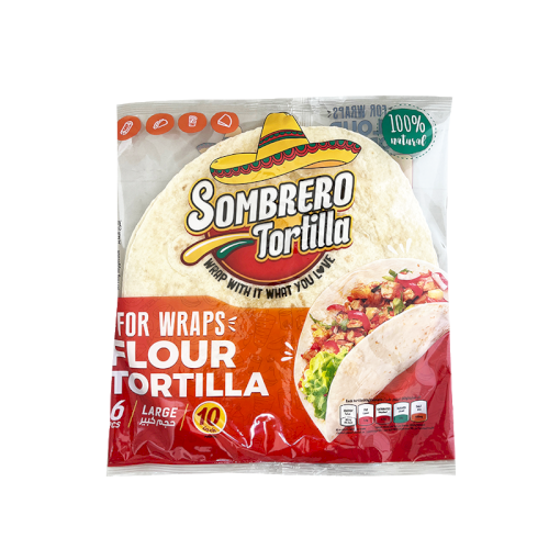 SOMBRERO Wheat Flour Tortillas - Large ( 6 Wraps )