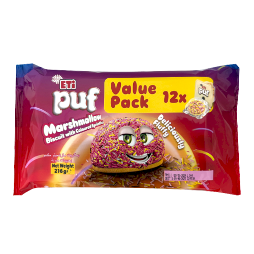 ETI Puf Coloured Vermicelli Biscuit - VALUE PACK (12 PCS)