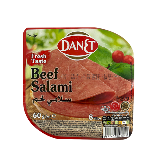 DANET Salami Beef Plain Sliced 60g