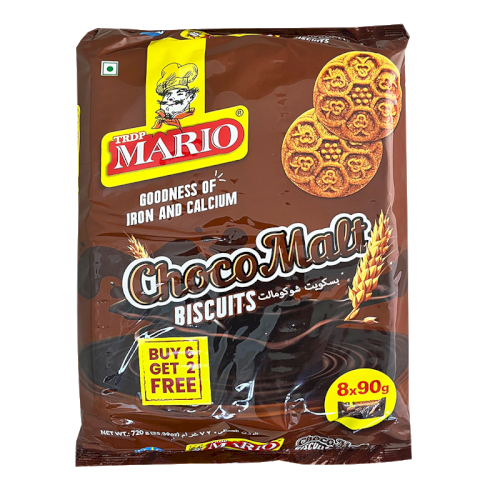 MARIO CHOCOMALT  BISCUITS - ( 8 x 90g ) (BUY 4 GET 4 FREE)