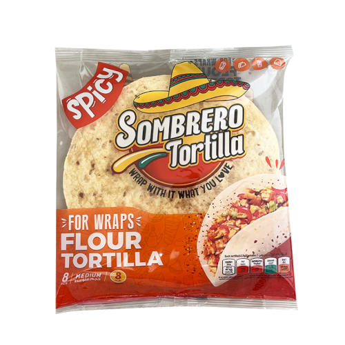 SOMBRERO Spicy Tortillas - Medium ( 8 Wraps )