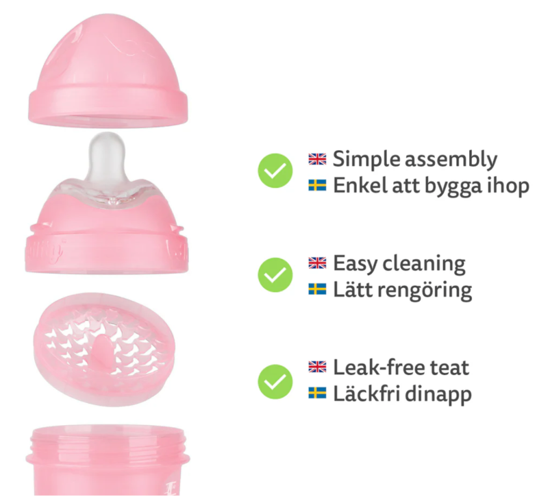 Herobility Baby Bottle 240 ml / 8oz Pink